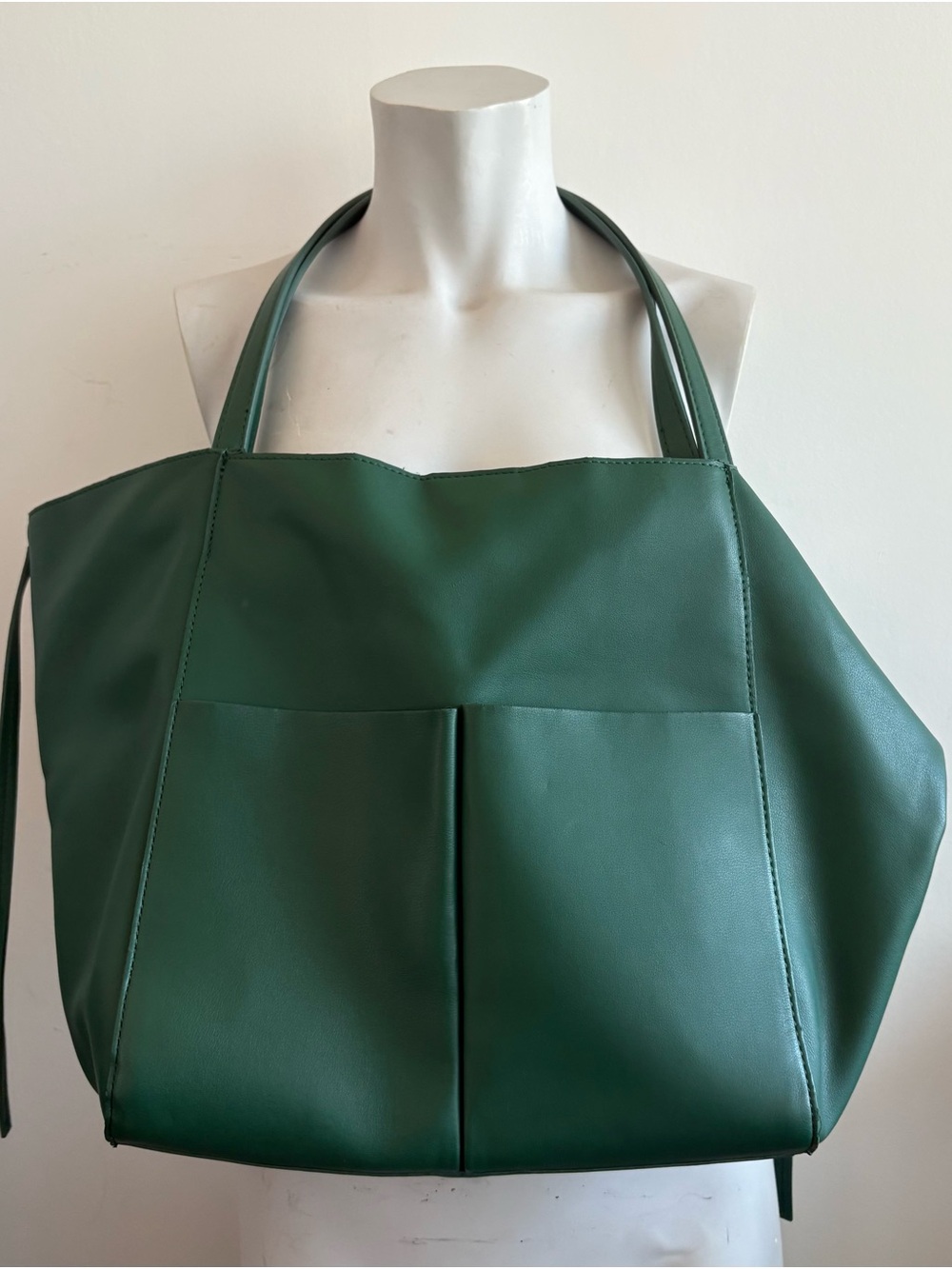 Zara Emerald Green Women's Tote Bag with Front Pockets - Picture 5 of 5